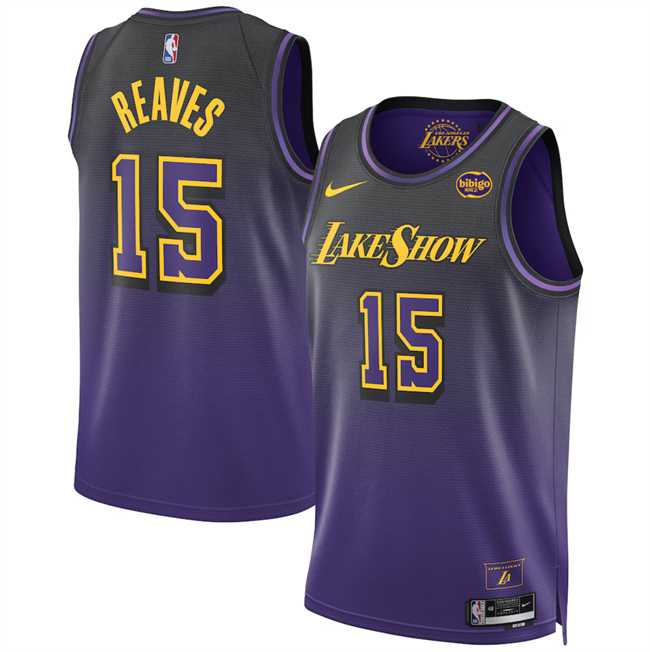 Men%27s Los Angeles Lakers #15 Austin Reaves Purple 2024 25 City Edition Stitched Jersey Dzhi->los angeles lakers->NBA Jersey